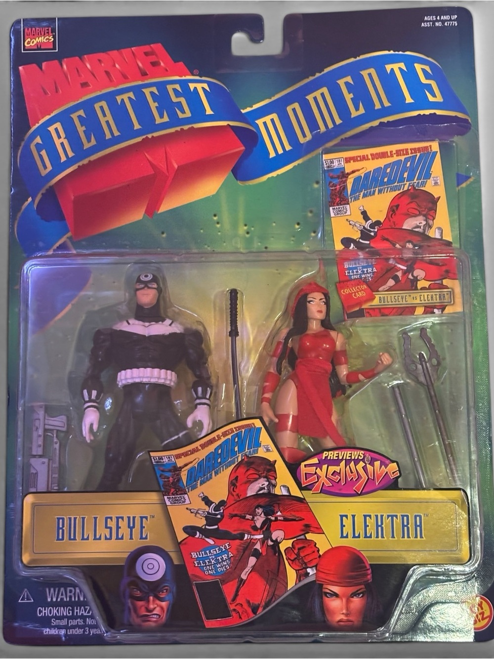 Vintage 1999 Toy Biz Marvel Greatest Moments Bullseye vs Elektra Figures NIB